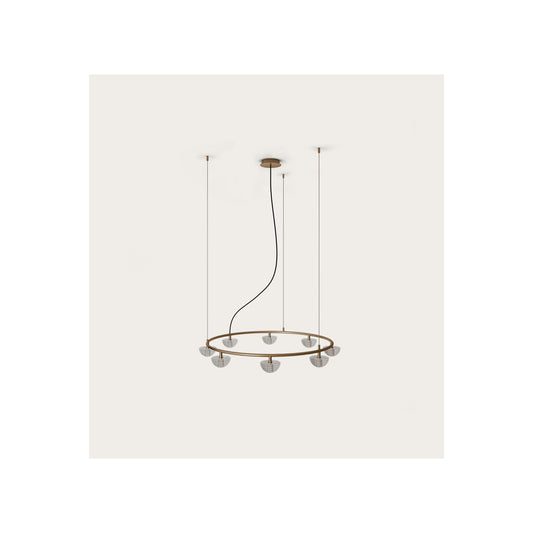 Hado Pendant in Aged Gold with Optic Striped Glass
