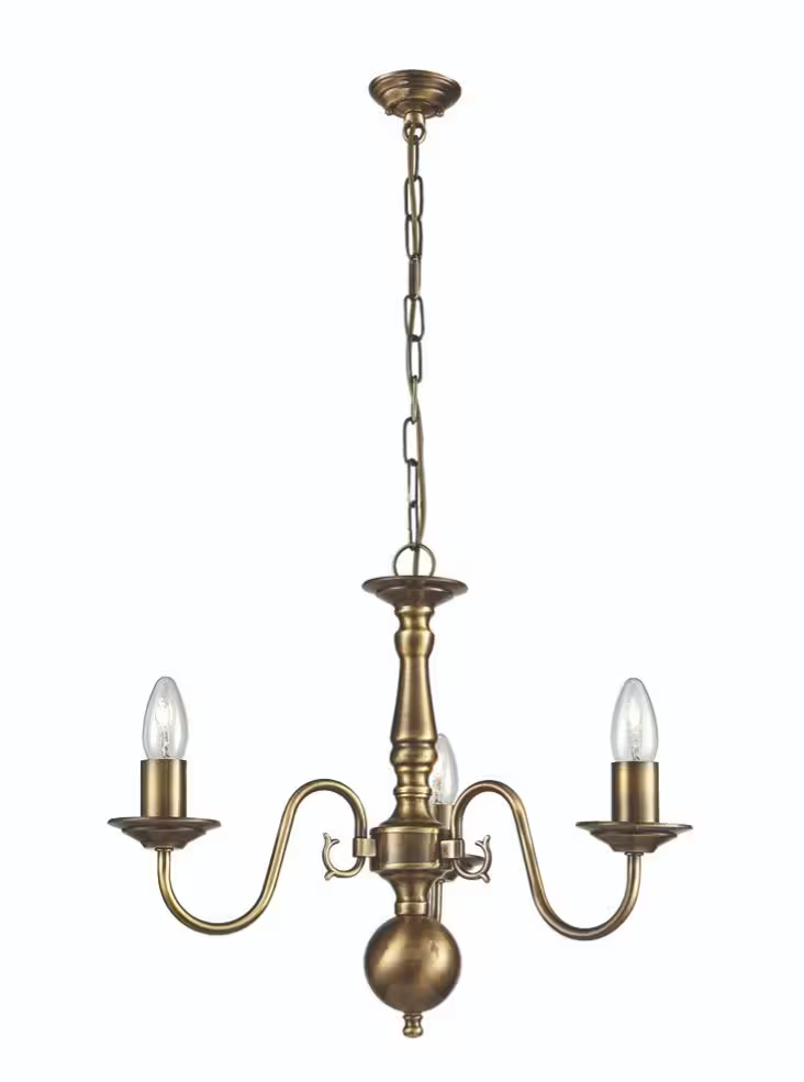 Milos 3-Light Chandelier in Bronzed Brass