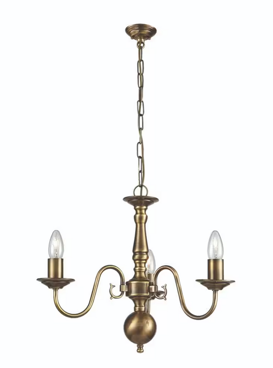 Milos 3-Light Chandelier in Bronzed Brass