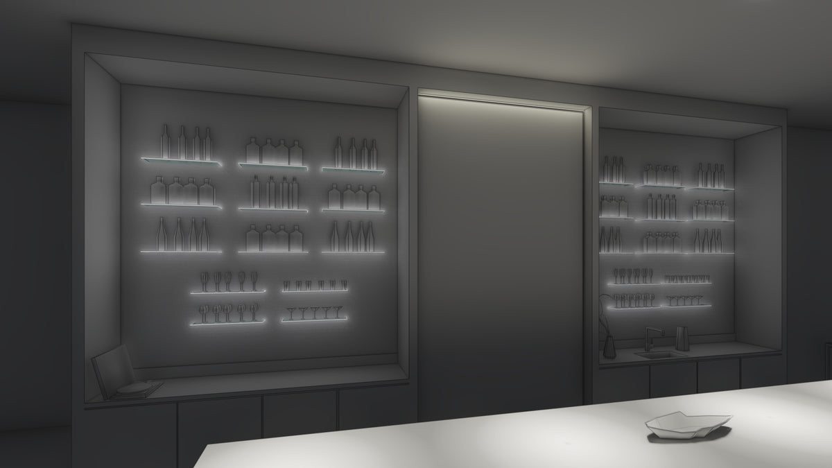 Illuminated glass shelving