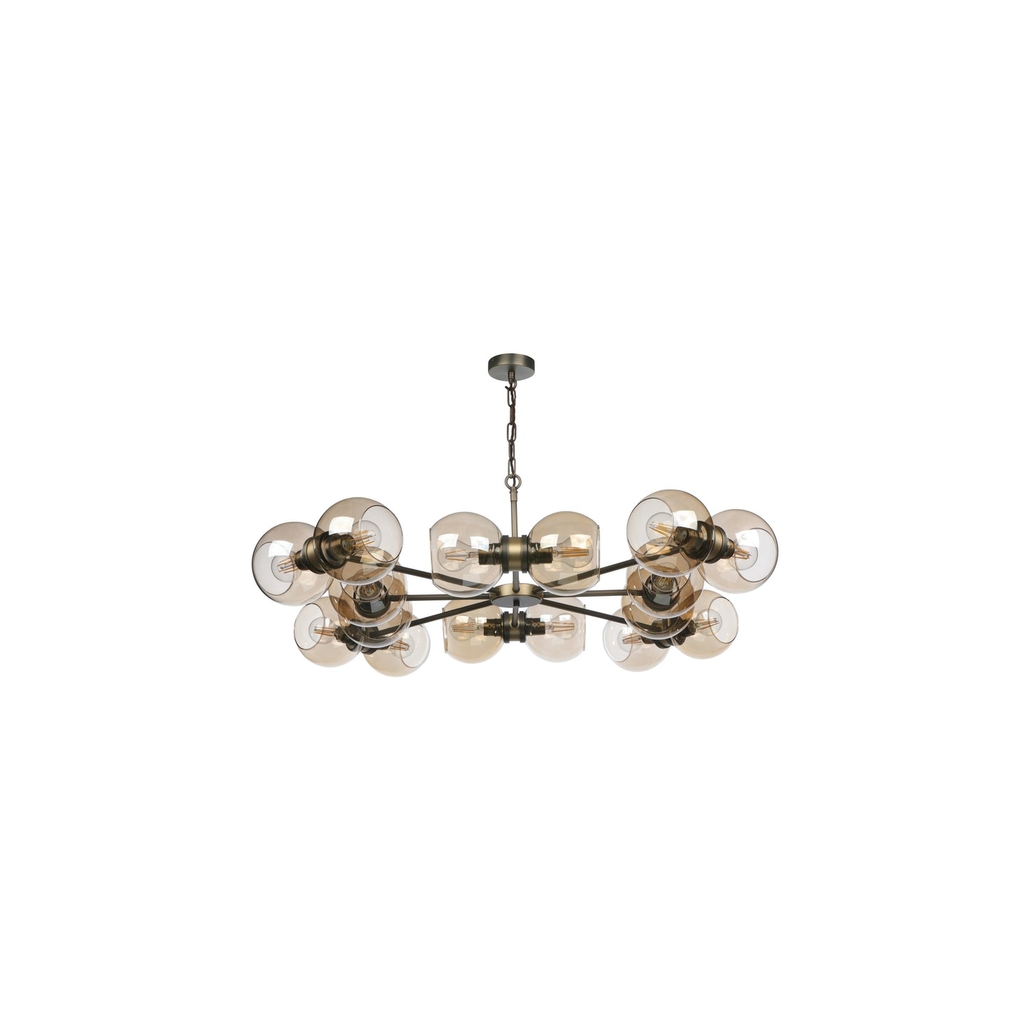 Juno 16 Light Pendant in Antique Brass /Amber