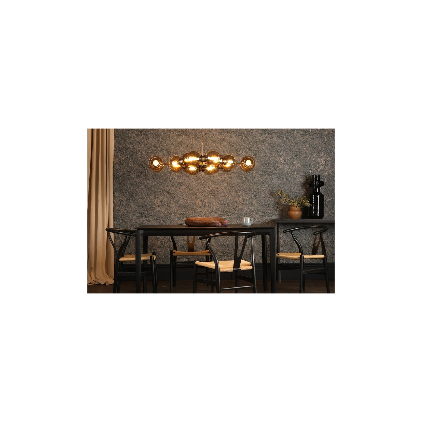 Juno 16 Light Pendant in Antique Brass /Amber