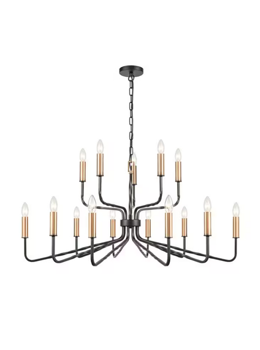 Scene 15-Light Chandelier in Antique Bronze with Brushed Brass Detail