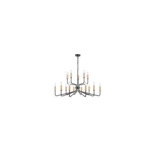 Scene 15-Light Chandelier in Antique Bronze with Brushed Brass Detail