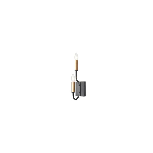 Scene 2-Light Wall Bracket in Antique Bronze with Brushed Brass Details