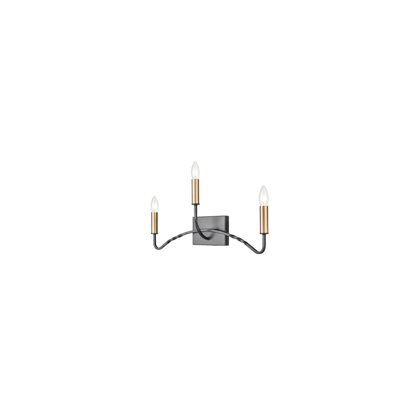 Scene 3-Light Wall Bracket in Antique Bronze with Brushed Brass Details