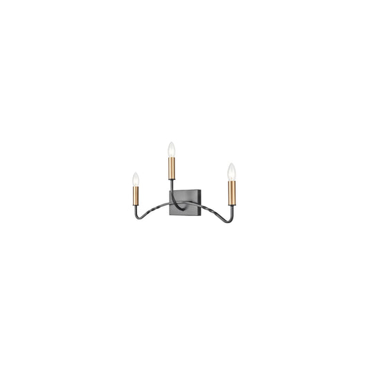 Scene 3-Light Wall Bracket in Antique Bronze with Brushed Brass Details