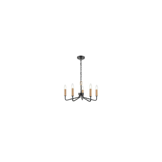 Scene 5-Light Chandelier in Antique Bronze with Brushed Brass Detail
