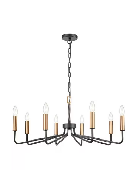 Scene 8-Light Chandelier in Antique Bronze with Brushed Brass Detail