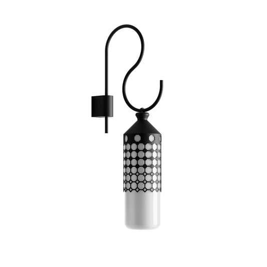 La Spazio Outdoor Wall Light in Matt Black Iron with White Glass