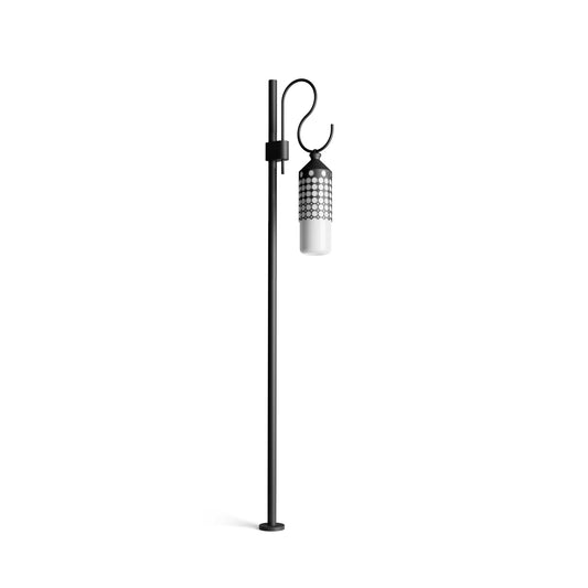 La Spazio Outdoor Lamp Post in Matt Black Iron with White Glass