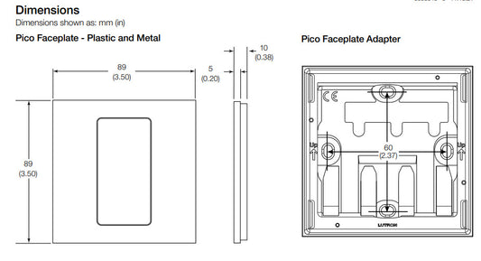Lutron Faceplate 2-Gang Pico Wireless Faceplate