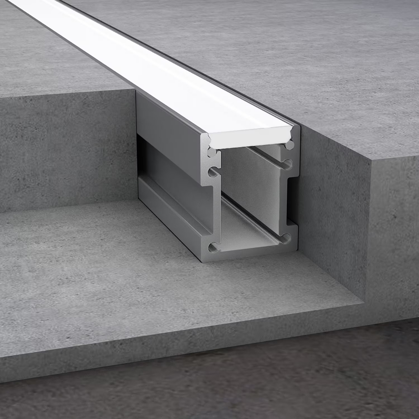 Ground recessed profile kit 2m length. C/w profile, diffuser, 2 end caps