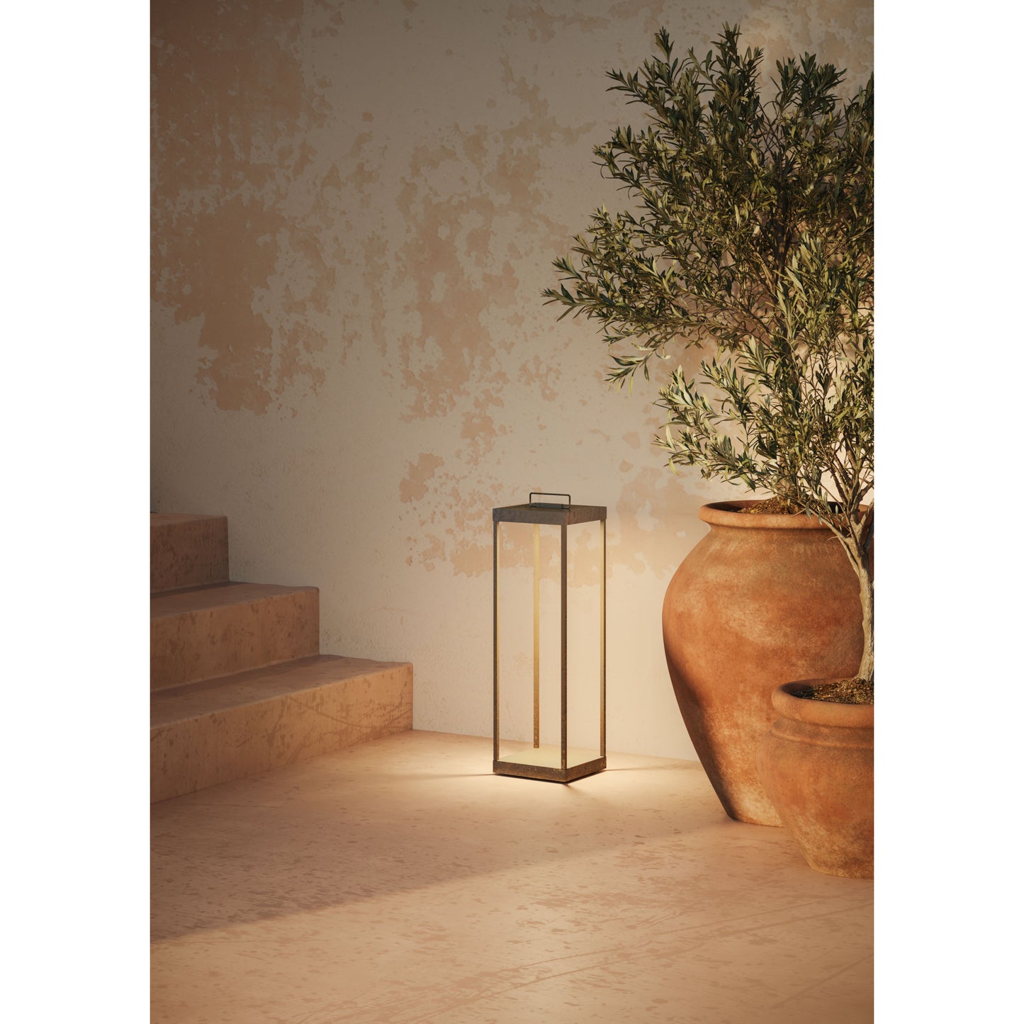 Lanterne Slim Outdoor Floor Lamp in Antique Brass