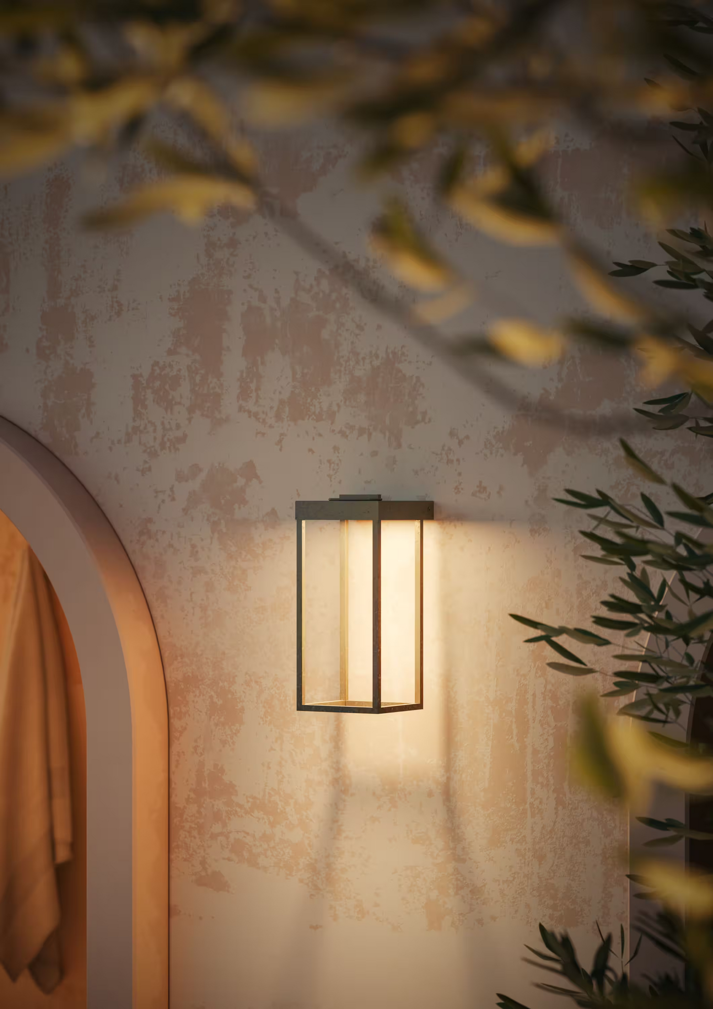 Lanterne Slim Outdoor Wall Light in Antique Brass