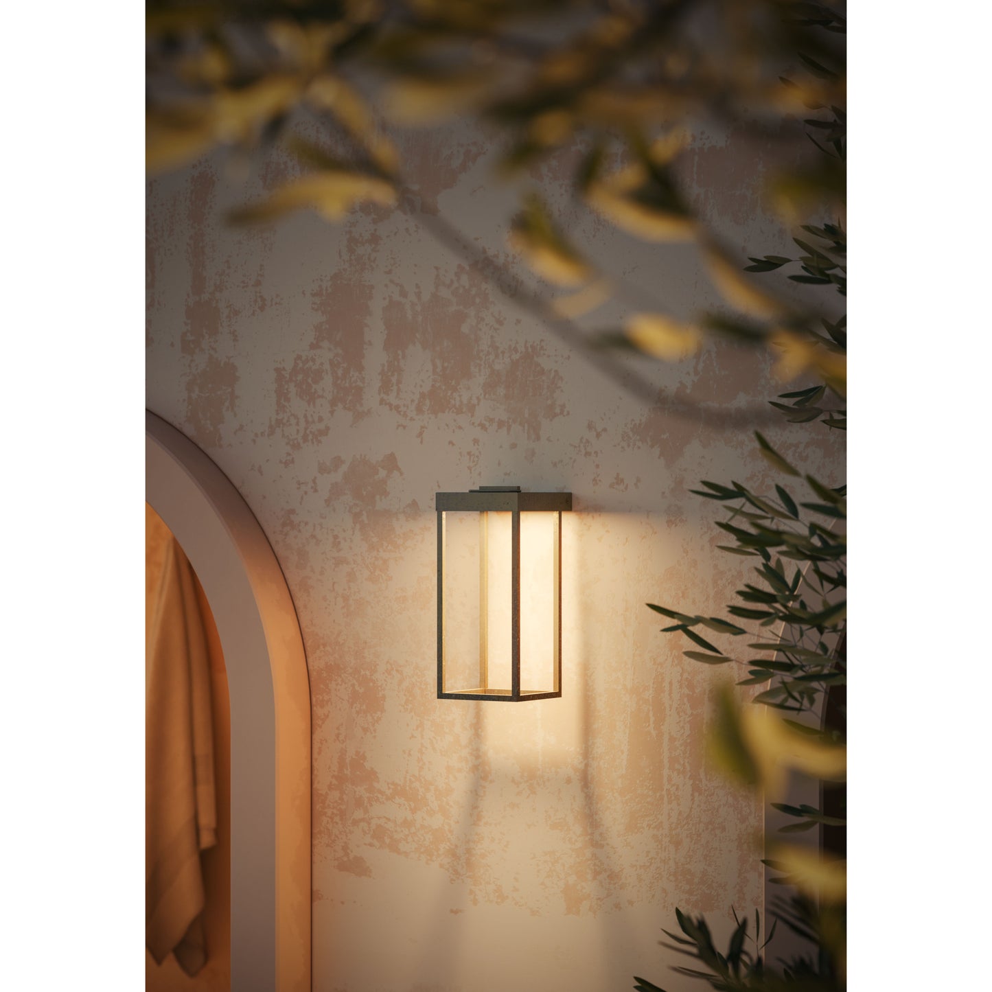Lanterne Slim Outdoor Wall Light in Antique Brass