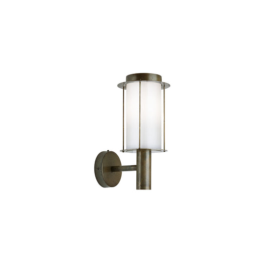 Loggia Outdoor Wall Light in Brass with White Glass