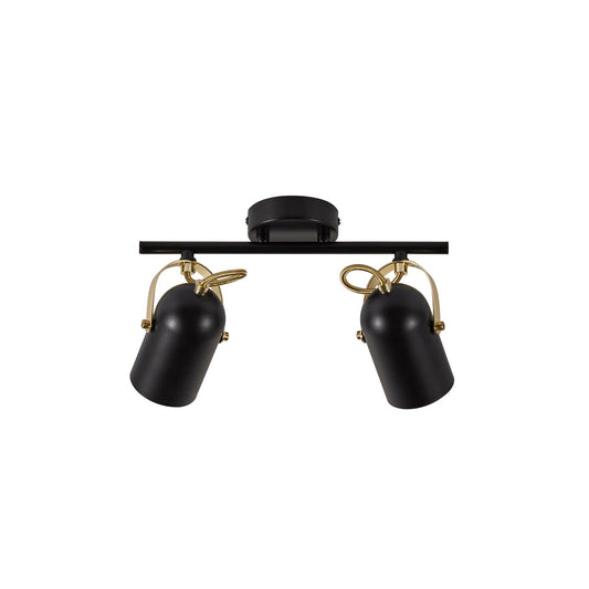 Lotus 2-Spot Ceiling Spotlight in Black/Brass