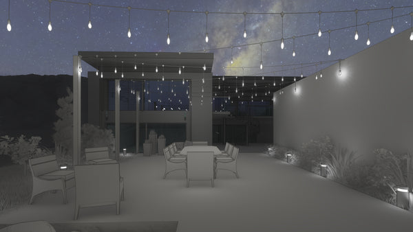 Overhead string light canopy