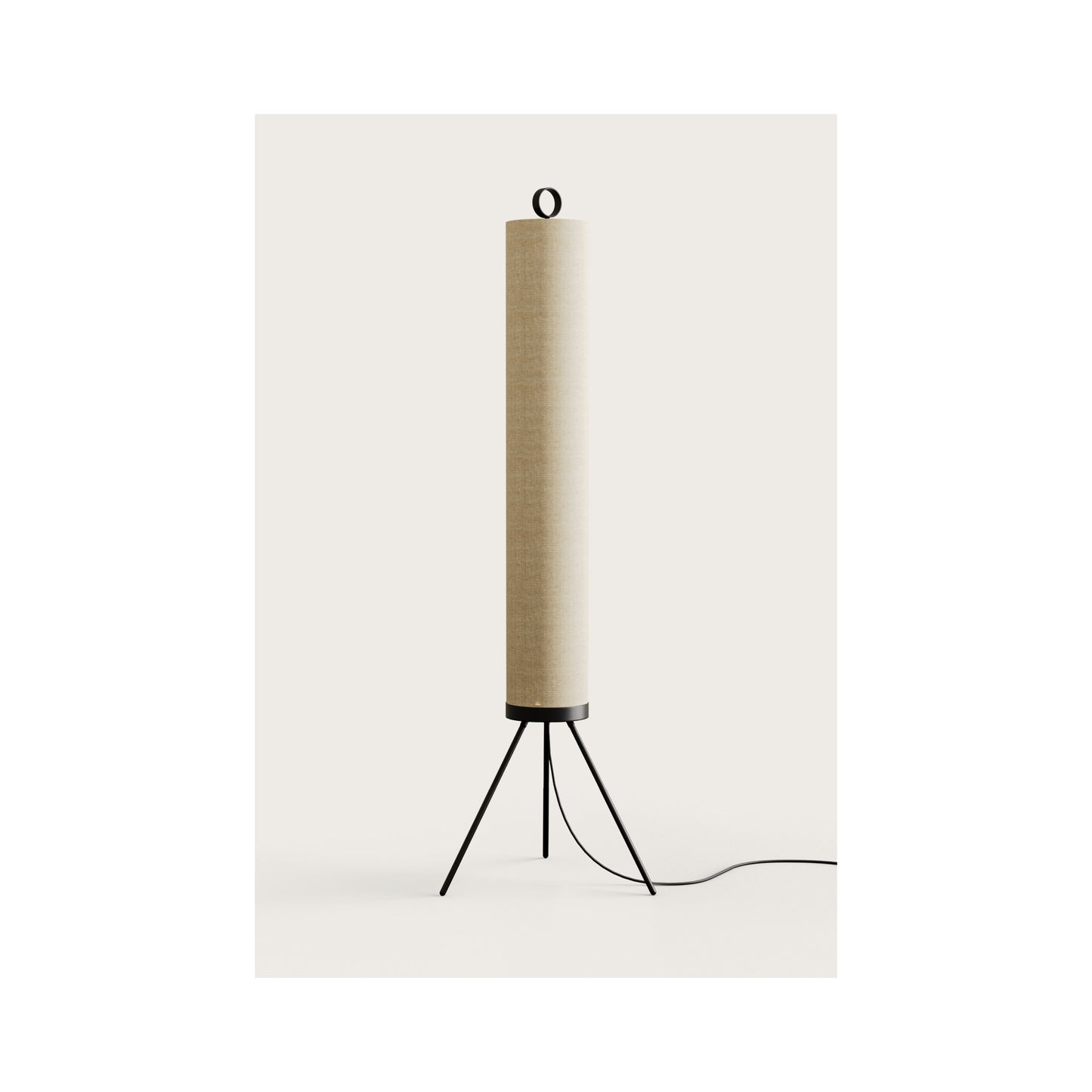 Nooi Floor Lamp in Matt Black with Cream Linen Textile Shade