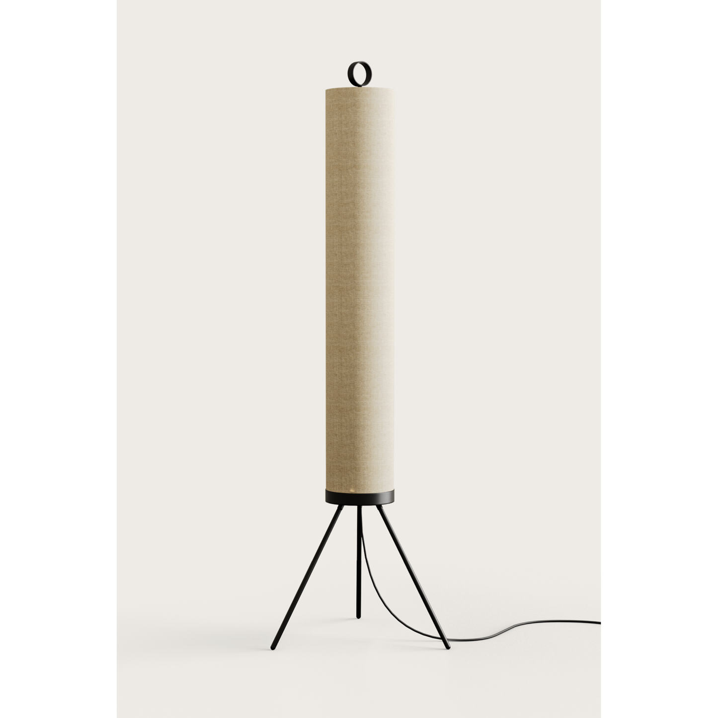 Nooi Floor Lamp in Matt Black with Cream Linen Textile Shade