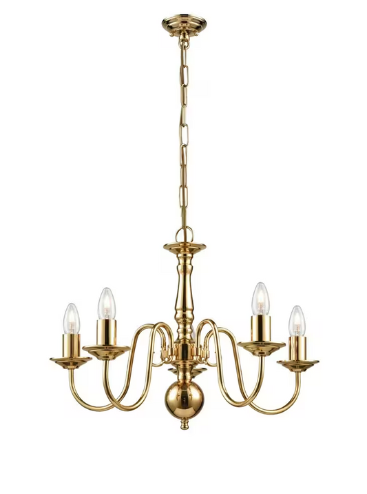 Robus 5-Light Chandelier in Polished Brass