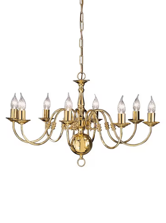 Robus 8-Light Chandelier in Polished Brass