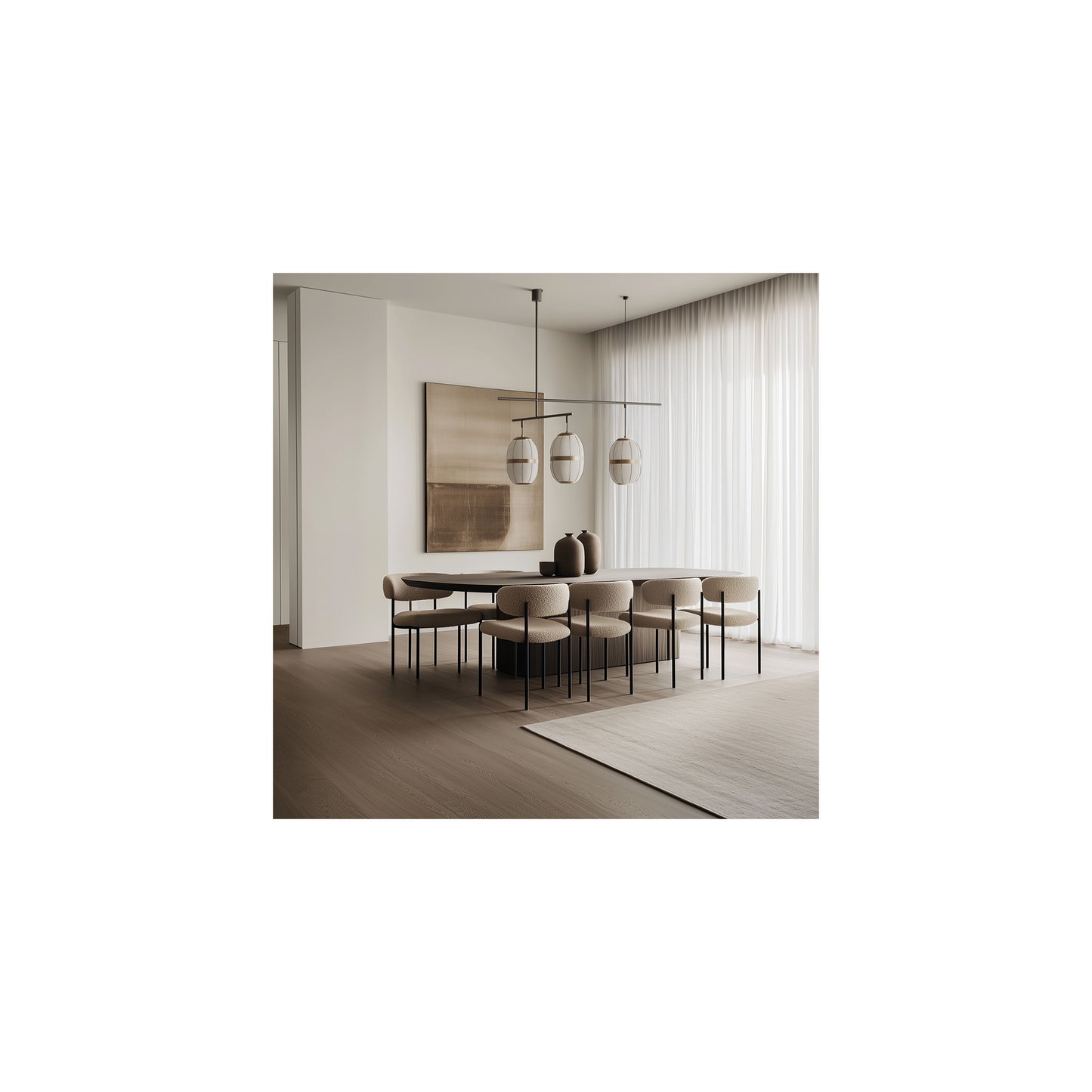 Pull 3-Light Pendant in Matt Black