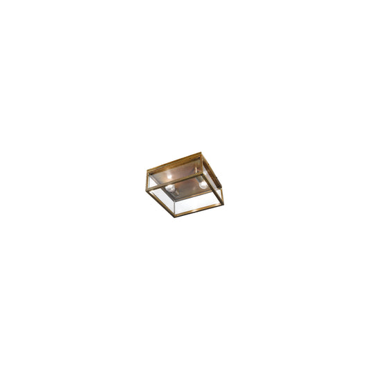 Quadro Outdoor Ceiling Light in Antique Brass