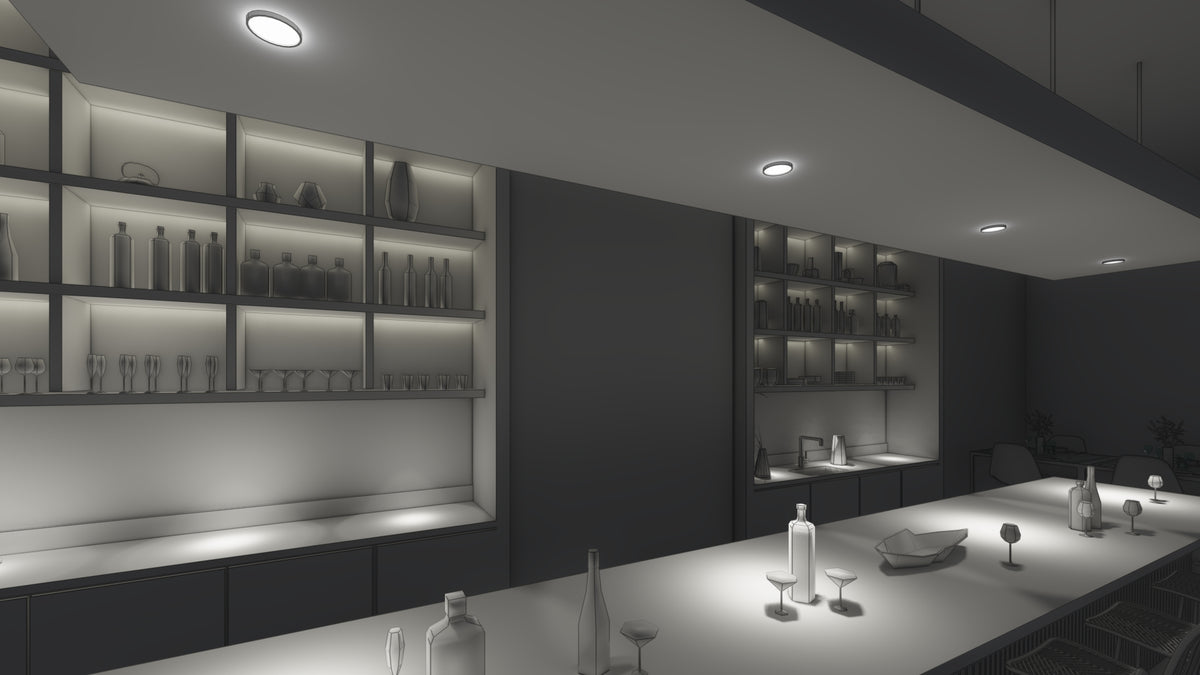 Recessed under bar downlights