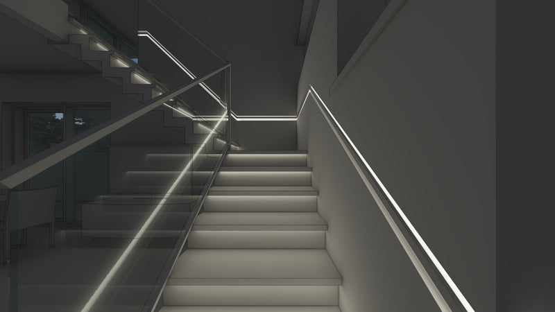 Subtle architectural stair lighting