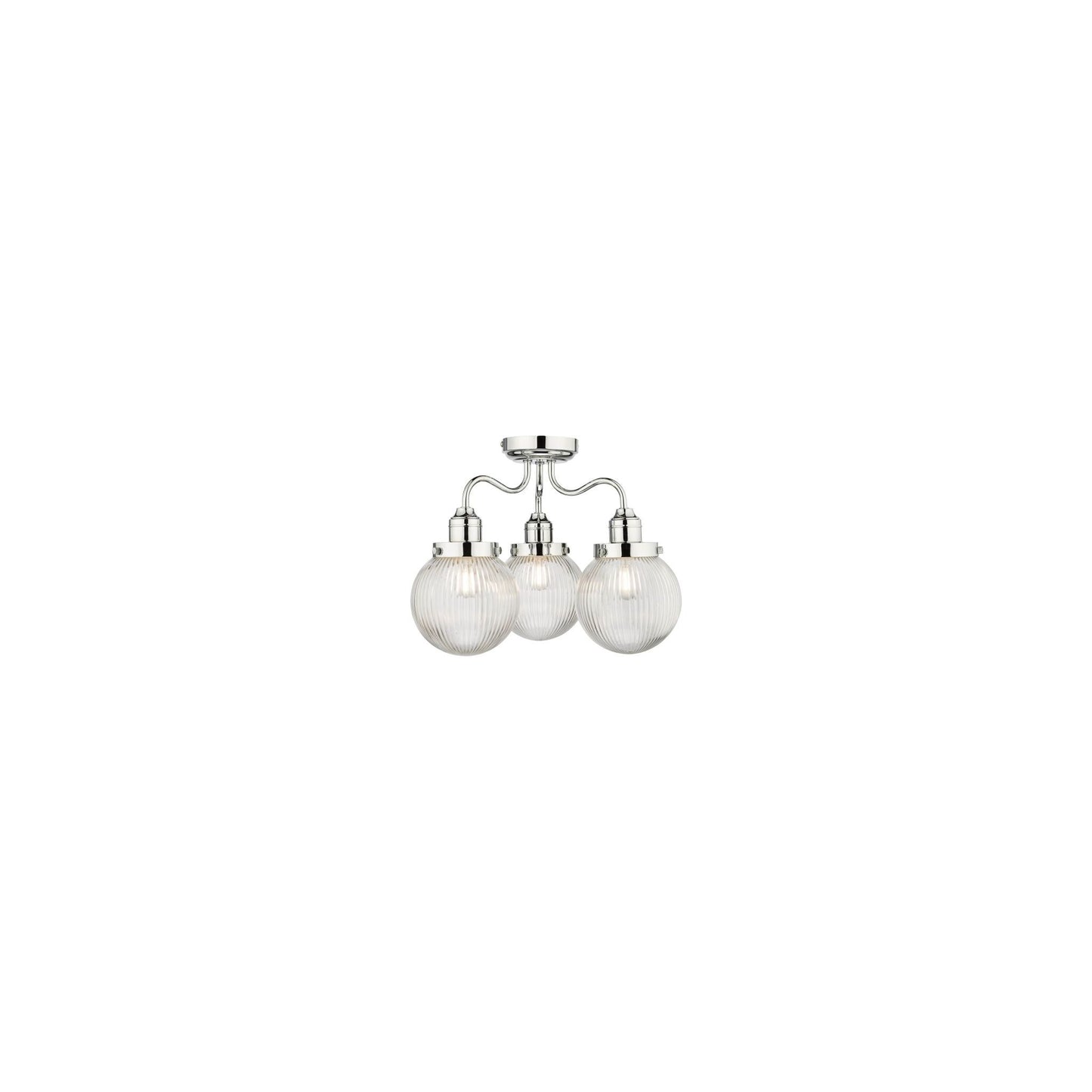 Tamara 3-Light Bathroom Semi Flush with Ribbed Glass