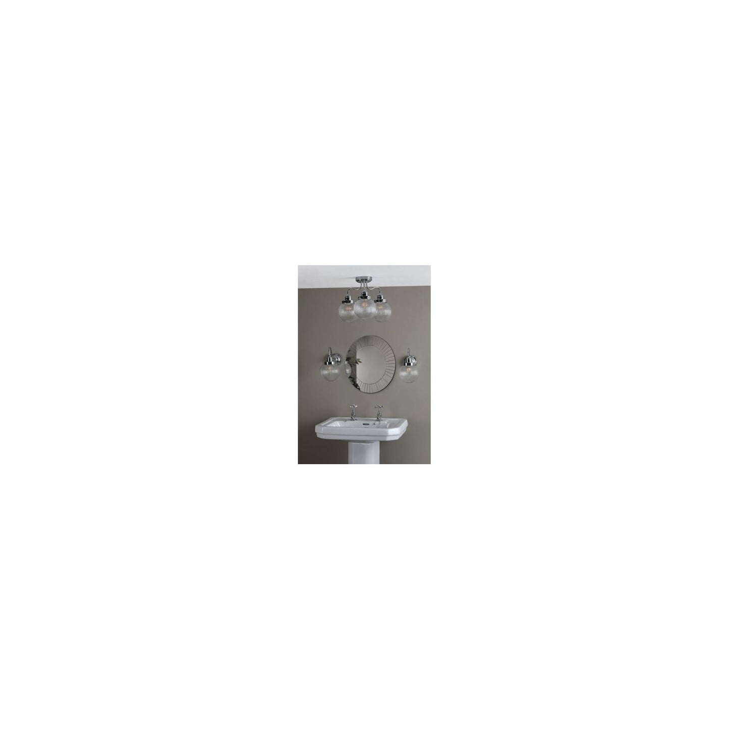 Tamara 3-Light Bathroom Semi Flush with Ribbed Glass