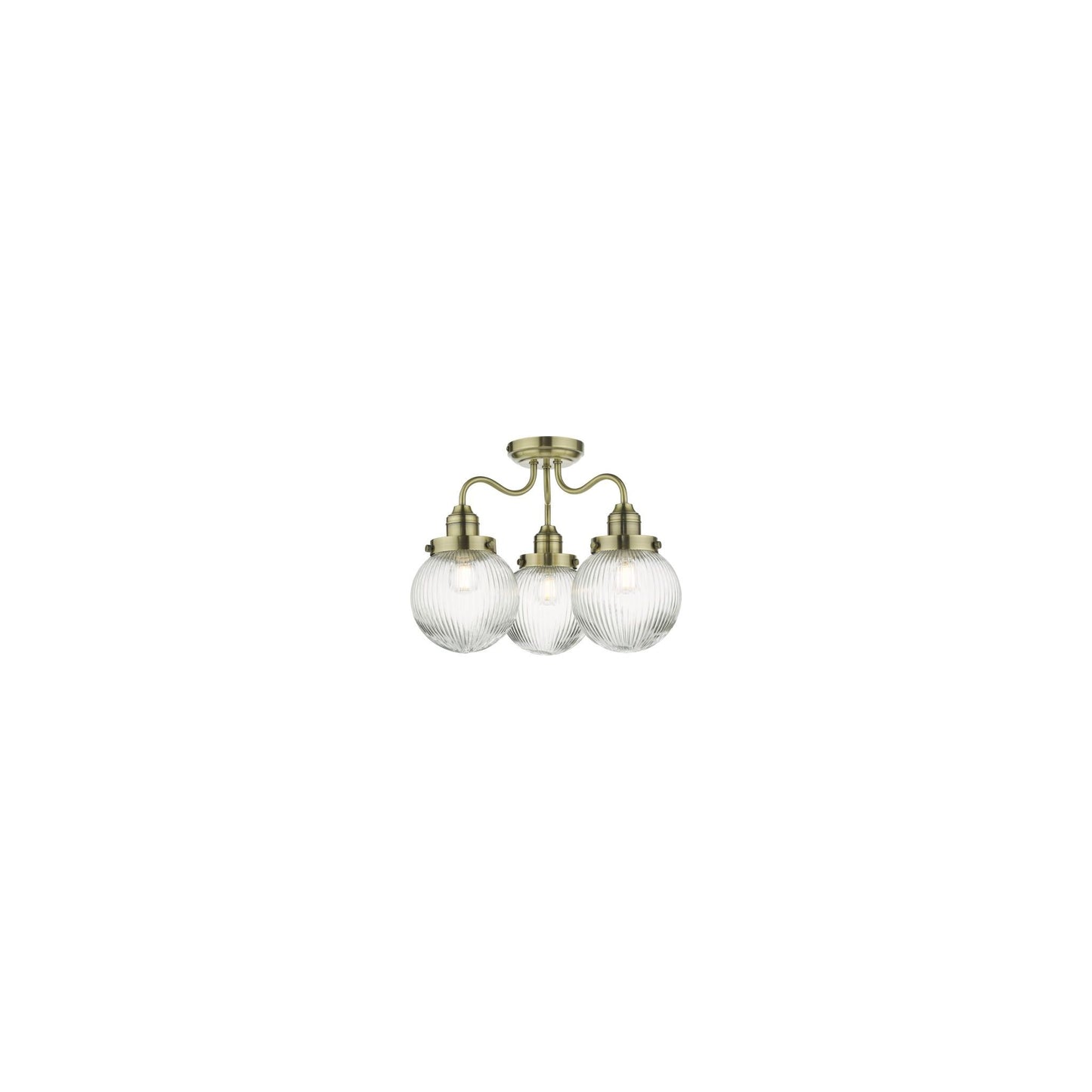 Tamara 3-Light Bathroom Semi Flush with Ribbed Glass