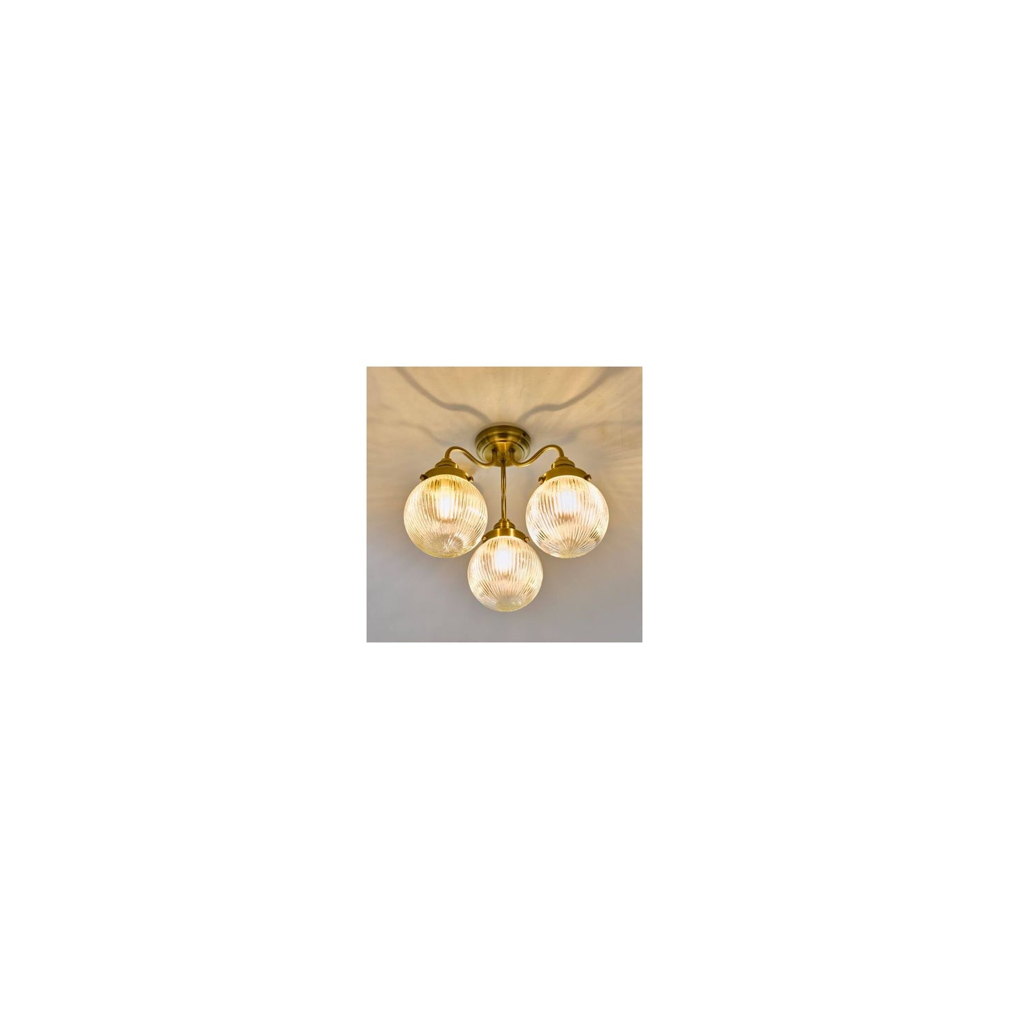 Tamara 3-Light Bathroom Semi Flush with Ribbed Glass