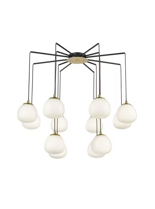 Cayman 12-Light Pendant in Matt Black & Gold