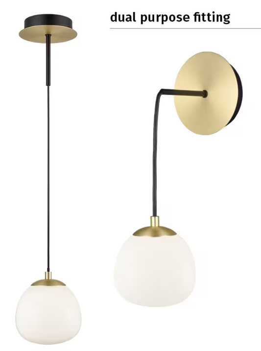 Cayman 1-Light Pendant in Matt Black & Gold