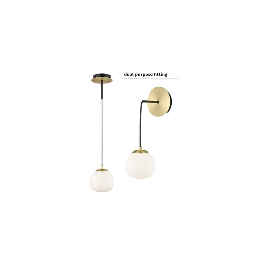 Cayman 1-Light Pendant in Matt Black & Gold