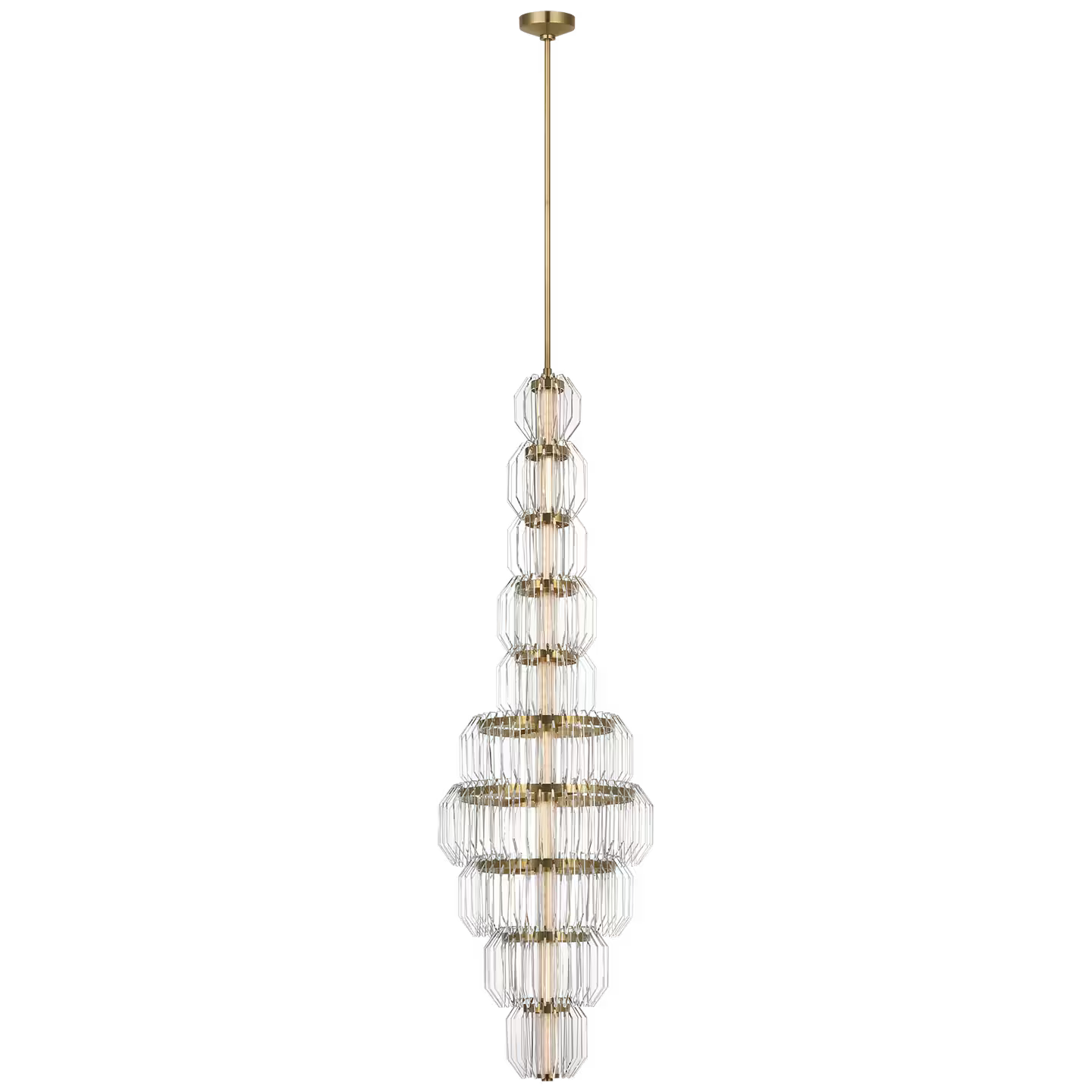 Killarney 19" Layered Entry Chandelier in Natural Brass with Clear Crystal