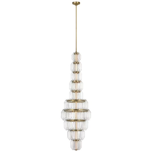Killarney 19" Layered Entry Chandelier in Natural Brass with Clear Crystal