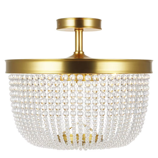 Summerhill Semi Flush Mount in Burnished Brass with Clear Glass