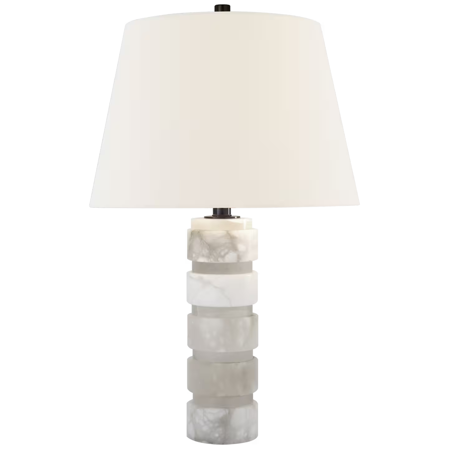 Round Chunky Stacked Table Lamp in Alabaster