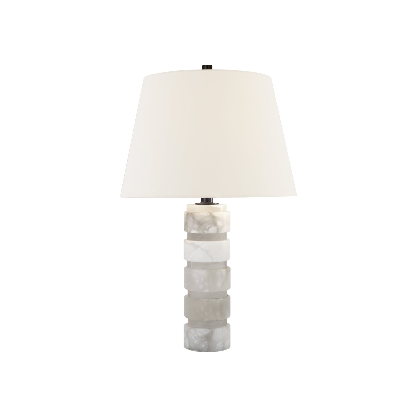 Round Chunky Stacked Table Lamp in Alabaster
