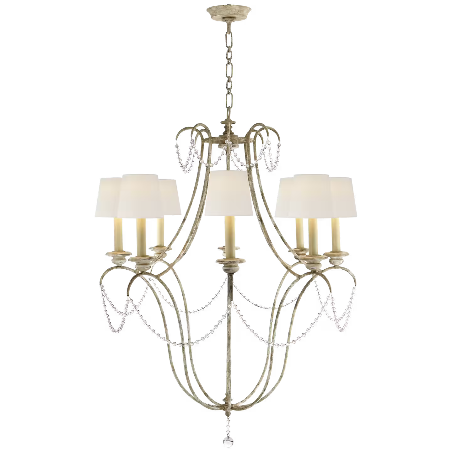 Montmarte Chandelier in Old White and Glass