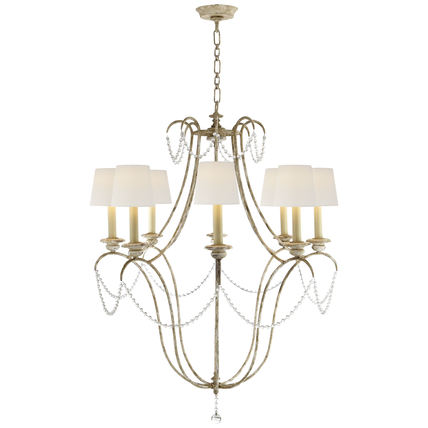 Montmarte Chandelier in Old White and Glass