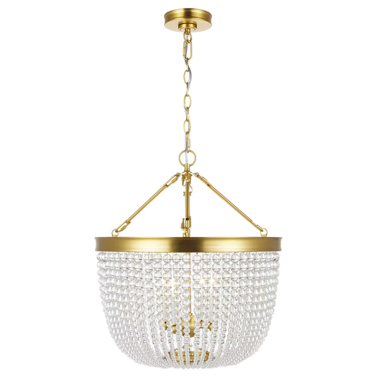 Summerhill Large Pendant in Burnished Brass with Clear Glass