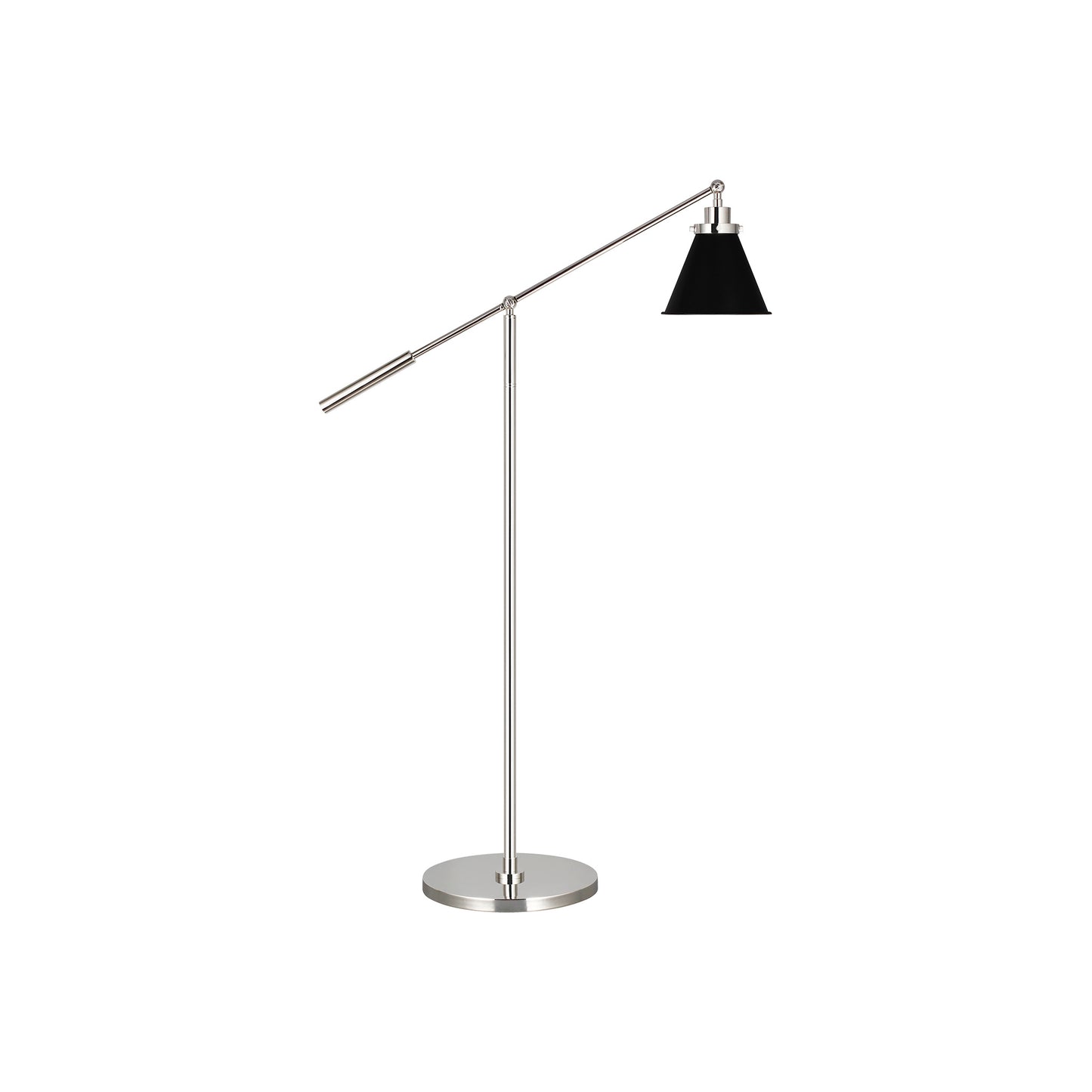Wellfleet Cone Floor Lamp in Midnight Black and Polished Nickel with Matt Black