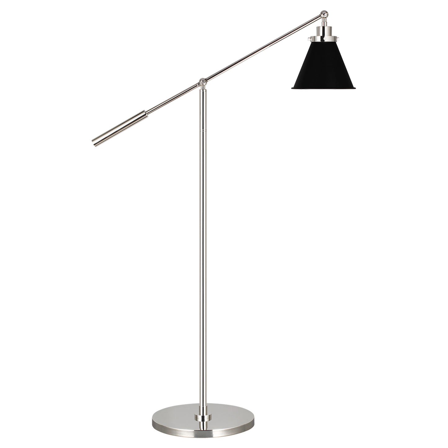 Wellfleet Cone Floor Lamp in Midnight Black and Polished Nickel with Matt Black