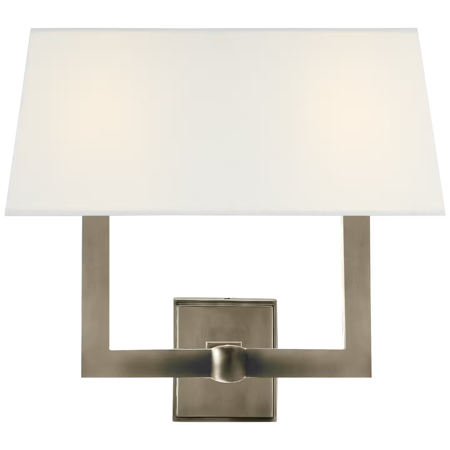 Square Tube Double Sconce with Linen Single Shade