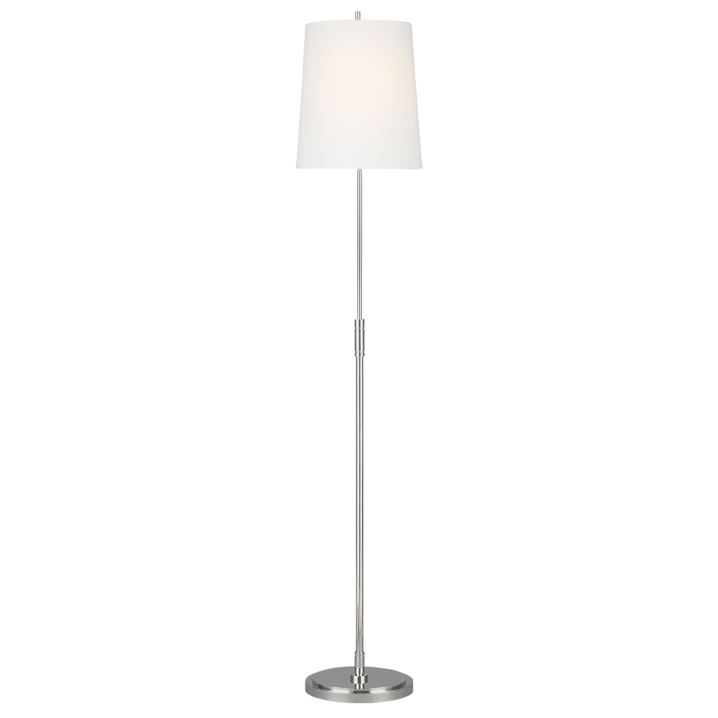 Beckham Classic Floor Lamp in Polished Nickel with Linen Shade